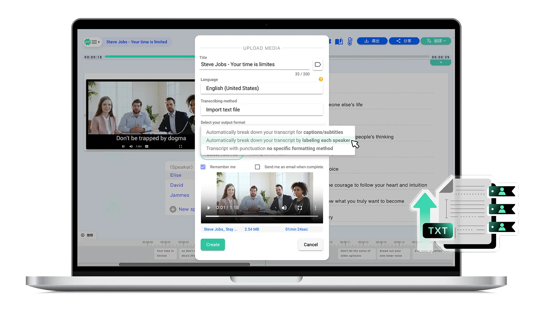 Speaker labeling and diarization for transcripts – automatically identify who said what